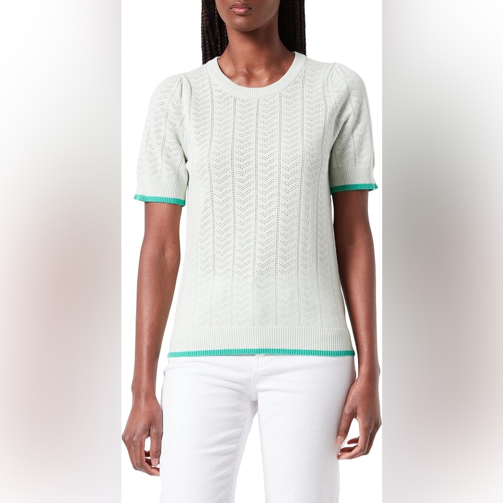 ICHI Mint Green Knit Sweater with Teal Accents
